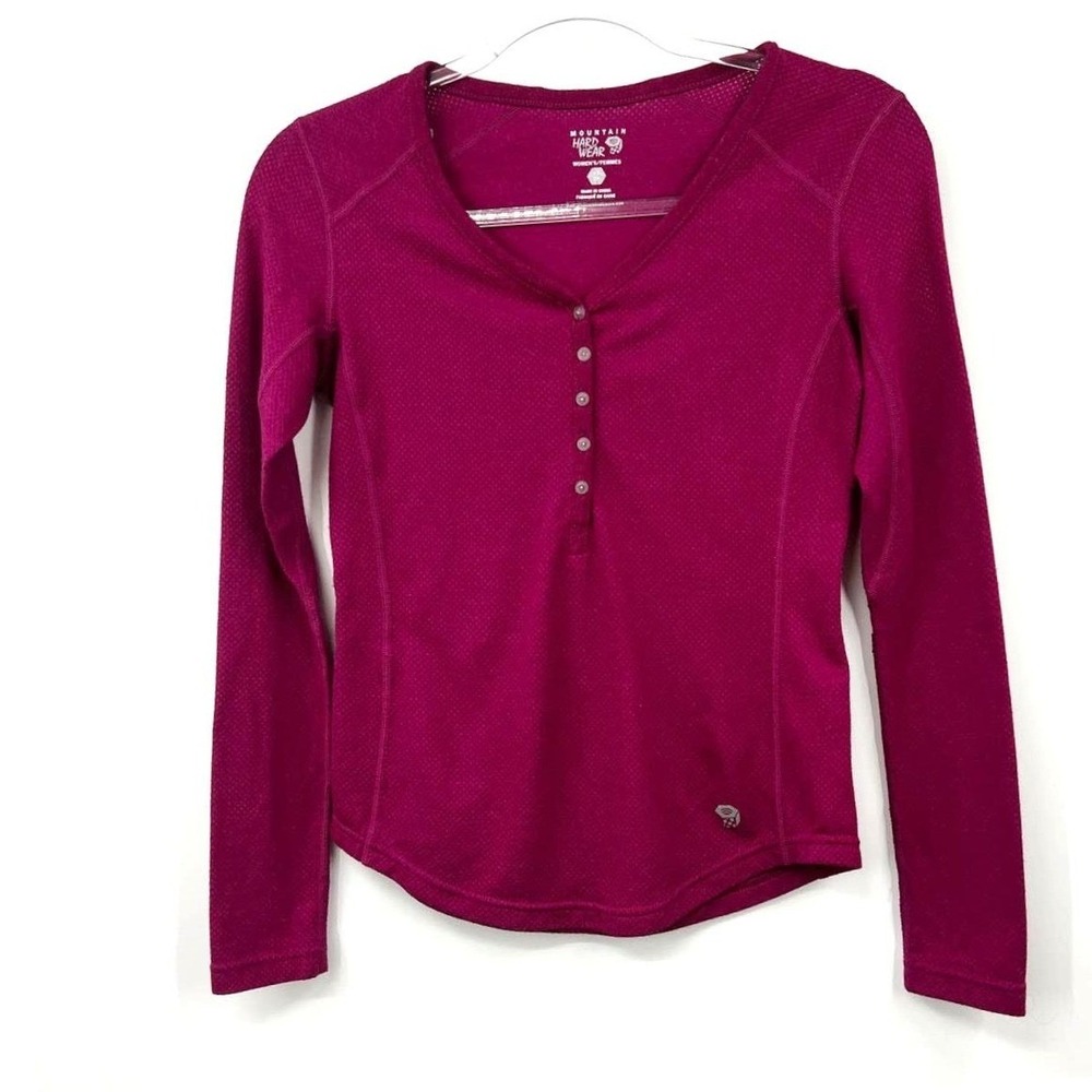 Mountain Hardwear Womens XS Berry Pink Wool Blend Long Sleeve Henley Top